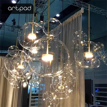 Artpad Luz Pendant de Vidro para Sala de Jantar Personalizado Bublle Vidro Led luminária Bar Cozinha Restaurante Iluminação