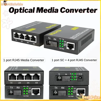 1 par de 10/100Mbps Conversor de Mídia 1 porta RJ45 1 porta SC + 4 porta RJ45 1 porta SC Único Modo de Fibra Óptica Conversor de Velocidade Rápida
