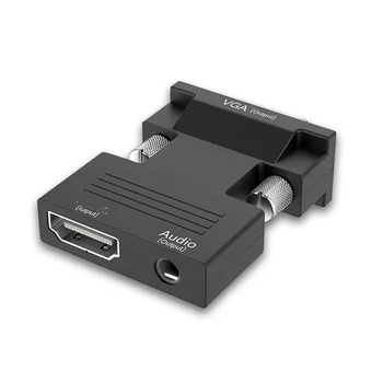 1080P compatível com HDMI Para VGA Macho de Digital Para Analógico de Áudio, Conversor de Vídeo, Cabo para o PC Laptop TV a Caixa do Projector
