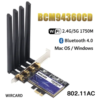 WIRCARD WR-C380 1750Mbps PCIe BCM94360CD área de Trabalho de Placa wi-Fi para Hackintosh 802.11 ac BT 4.0 Dual Band Wireless Adaptador