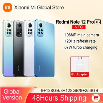 Xiaomi Redmi Nota 12 Pro Smartphone 4G Versão Global NFC 120Hz AMOLED DotDisplay Snapdragon 732G 108MP Câmara 67W de Carregamento