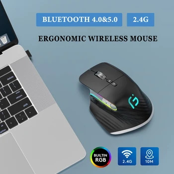Ergonômico sem Fio Bluetooth Mouse RGB Scroller Lado para o Portátil Silêncio USB-C Recarregável 5 DPI Botão 9 para Computador Macbook