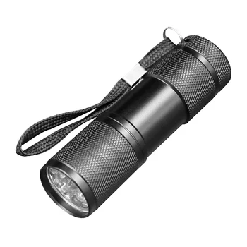 UV Lanterna com Corda de segurança, Luz Negra, Lanternas, Tamanho de Bolso 9 diodos emissores de luz para animal de Estimação, Roupas de Detecção/Emergência/Camping