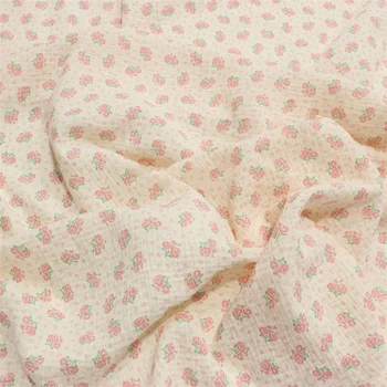 135x50cm Dupla-Camada de Gaze de Algodão Crepe Floral Tecido,fazendo com que Crianças de Pijama em Casa Desgaste Pano