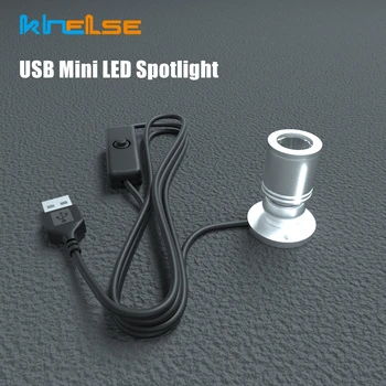 USB DC5V Mini Refletor LED 3W Ajustável Jóias Armário Vitrine Contador da Lâmpada de montagem em Superfície de Teto, Ponto de Luz Com Interruptor