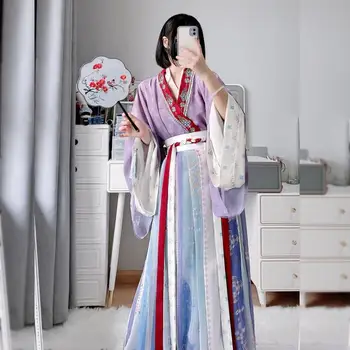 Mulheres Chinês Tradicional Hanfu Impressão Do Bordado Dinastia Jin Vestido De Princesa Vintage, Feitos À Mão Trajes Cosplay Festa De Roupas
