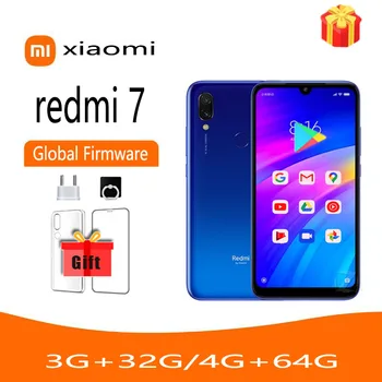 Xiaomi-Redmi 7 Smartphone, 4 GB, 64 GB), Google Play, 6.26, Android, 4000mAh, impressão digital, Qualcomm, SDM632, 632 Snapdragon