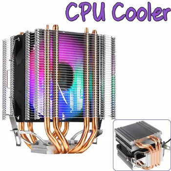 9CM Silêncio 3Pin 4Heatpipes Colorido Retroiluminado Ventoinha de Arrefecimento da CPU Dual Torre de Resfriamento do Sistema de Cooler com Dissipador para processador Intel AMD