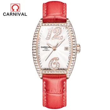 O CARNAVAL Marca de Moda Relógio Mecânico para as Mulheres, Senhoras de Luxo Impermeável Negócio de relógio de Pulso Automático Vestido Relógio Reloj Mujer