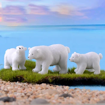 10 Pcs Urso Polar Micro-paisagem Enfeites de Resina Multi-carne Ornamentos Zakka Presente Criativo Decoração da Mesa