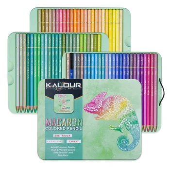 KALOUR Macaron Cores 72Pcs Lápis de cor Suave Desenho a Pastel Conjunto de Lápis de Esboço a Lápis do Kit Para a Escola para Colorir materiais de Arte