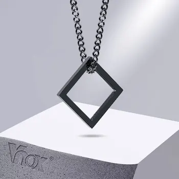 Vnox Elegantes Mens Geométrica De Metal Quadrado Triângulo Colar, Simples Oca De Aço Inoxidável Do Pendente Da Jóia, Pais De Presente