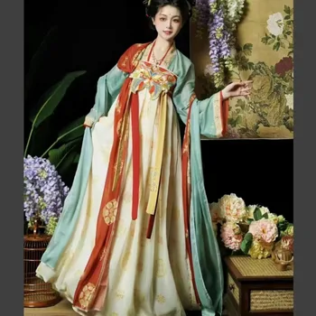 Chinês Tradicional Hanfu Vestido de Terno, Mulheres de Primavera do Tang Sistema Peito Ru Comprimento da Saia Estilo Nacional Primavera, Outono Conjunto