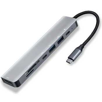 7 em 1 Hub USB de Carregamento Usb 3.0 SD TF Expansão de Cais de tipo C Hub Para o Portátil da liga de Alumínio