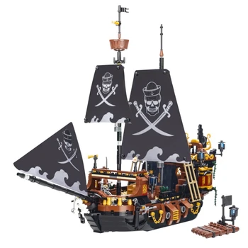 1328PCS MOC Pérola Negra, Navio de Pirata de Blocos de Construção de Barco da Cidade de DIY Tijolos de Brinquedos com Figuras de Aniversário, Presente de Natal