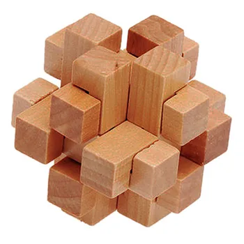 1pcs Simples de Madeira Puzzle 3D Kongming Bloqueio Cubo de quebra-Cabeças Educativos Brinquedos de Crianças, Adultos Modelo de Construção de Kits
