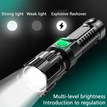 LED de Alta Potência LED Lanterna 5000mAh USB Recarregável do DIODO emissor de luz Tocha 1000M LEVOU um Tiro Potente Lanterna de Luz da Lanterna o Flash Lon S6C0