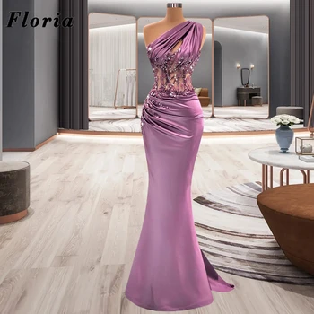 Floria Elegante De Um Ombro Vestidos De Celebridade Moda De Nova Dubai Design Sereia Contas Vestidos De Noite Árabe Festa De Casamento Vestidos De