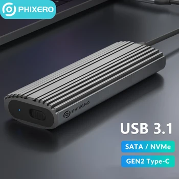PHIXERO M2 SSD Caso de M. 2 NVMe SSD SATA Gabinete Adaptador de 10Gbps USB 3.2 Gen2 USB C Compartimento Externo Suporta M e B&M Chaves