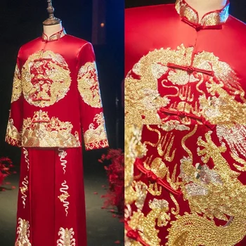 Dragão e Phoenix Casaco, Vistosas Hefu, Masculino 2021 Casamento, Luz de Luxo, de Estilo Chinês, o Casal Vestido de Noiva, Tang Vestido, Grande