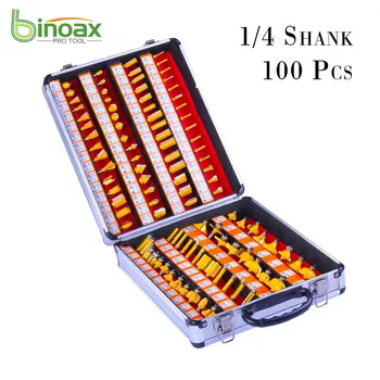 Binoax 100 Pcs Bocados do Router Conjuntos de 1/4 de Polegada de 6,35 MM Haste Forma de T de Madeira Fresa
