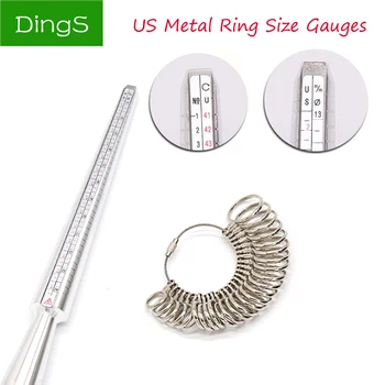 NOS Anel de Metal do Tamanho de Medição, Medidores de Anel com Anéis de Mandril Sizer Dedo Dimensionamento de Medição Vara Jóia do Anel de Ferramentas