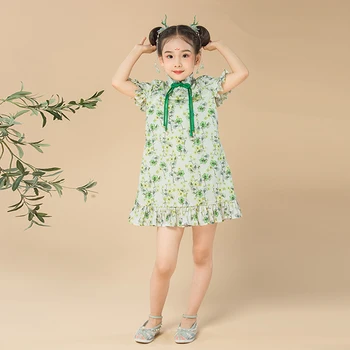 Hanfu Verão Estilo Chinês Tradicional Vestidos Crianças Fantasia de Fada para Crianças Cosplay de Dança Popular Vestidos de Princesa Tang Terno HFT015