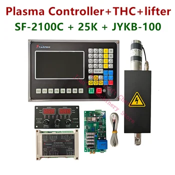 Plasma Controlador + THC+ levantador Kit SF2100C + SF-HC25K + THC Levantador JYKB-100-DC24V-T3 de altura da tocha controlador de 25K 2100C THC
