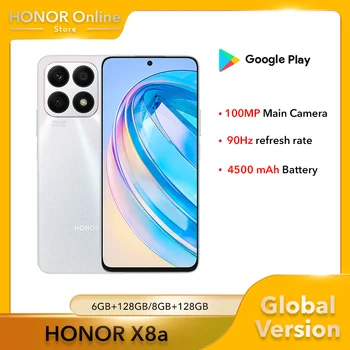 Versão Global HONRA X8a Smartphone 100MP Triplo Câmeras 2388*1080 6,7 Polegadas de Display MediaTek Helio G88 8GB de 128GB Celular