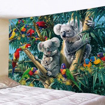 Papagaio Koala Tapeçaria 3D por Todo Impresso Tapestrying Retangular Decoração de Parede Pendurado 02