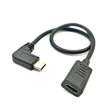 0.25 Metros-Tipo C USB 3.1 Macho para USB-C Feminino de 90 graus de Extensão de extensão do Cabo de Dados Cabo de Design Reversível