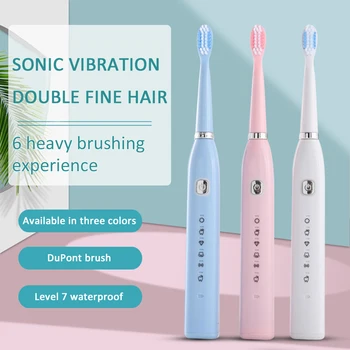 6 Modos De Sonic Escova De Dentes Elétrica Com 4 Substituição Brushheads Para Casal, Família Recarregável Lavável Clareamento De Dentes Escova De