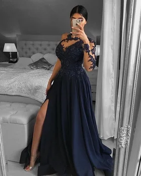 Azul marinho de Um Ombro Mãe do Vestido de Noiva de Renda Appliqued Especial Ocasião Formal, Festa de Casamento de Verão 2023
