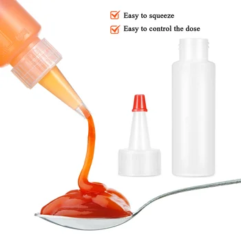 20 Pcs Claro Shampoossersser Mini-Squeeze Plástico Funis de Ketchup Claro 60ml Pp Condimento Squeezy