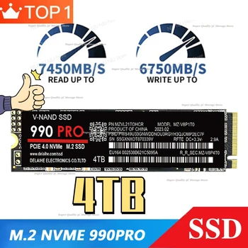2023 Original NVME M. 2 2280 990 PRO 1TB/2TB/4TB PCIe 4.0 X 4 Unidade de Disco Rígido De 3.0 Interno do Estado Sólido para o PlayStation 5/Laptop/Mac