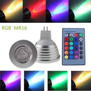 1PCS de poupança de Energia lamp16 Mudança de Cor MR16/GU5.3 5w RGBW bulbo do DIODO emissor de luz da cor do controle remoto infravermelho DC12V/AC85-265V