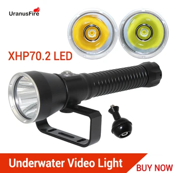 XHP70.2 LED Mergulho Lanterna Impermeável 80M Fotografia Tático Lanterna Amarelo Branco XHP70 Vídeo Subaquático de Luz para o Mergulho