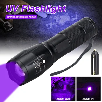 UV 395nm Mini Lanterna elétrica do 1 Modo de Alta Zoomable Preto Espelho de Luz Ultra-Violeta Notas de Jade animal de Estimação Moss Gato Detector de Manchas de Tocha