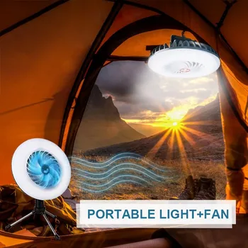 D2 Portátil Camping Fã de Lanterna Luz de Lanterna LED USB Tenda de Alimentação do Ventilador de Função de Banco Lâmpada de Emergência Para Camping Pesca de Luz