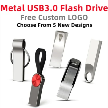 Personalizado gratuitamente Studio LOGOTIPO em Metal Novo Design de Metal USB3.0 Alto Flash Drive 8GB 16GB 32GB 64GB de 128GB de Memória Stick