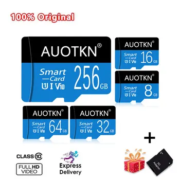 AuoTKN cartão de memória Flash de 8GB 16GB 32GB micro sd TF cartão de 512 GB Classe 10 UHS-I de 128GB 64GB C10 tarjeta memoria 256 GB de Presente Adaptador