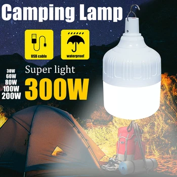 Tenda de Luz de Acampamento ao ar livre Lâmpada Recarregável USB Luzes Com Gancho de Suspensão Exterior Iluminação de Emergência, Equipamentos de Camping Lâmpada