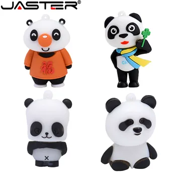 JASTER USB 2.0 Flash Drive Pen drive 64GB 32GB Bonito dos desenhos animados do panda pendrive 16GB 8GB 4GB de Disco U Presentes Chave de Cadeia Memory Stick