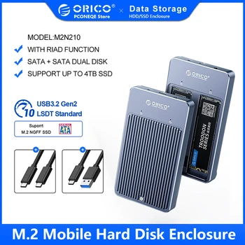 ORICO LSDT RAID Dual Bay M2 SSD Caso de Suporte M. 2 NGFF SSD SATA Disco Por Tecla B & B+Tecla M SSD de Apoio PM/RAID 0 E RAID 1/Modo JBOD