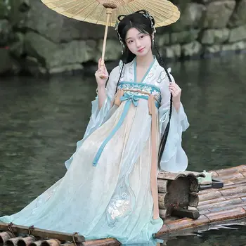 Mulheres Bordado Floral Hanfu Vestido Chinês Roupas Roupa Da Dinastia Tang Dança Figurinos Elegante Princesa Manto