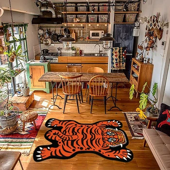 No Tapete da Sala de desenho animado Engraçado Tigre Quarto de criança cama Tapete Grande Área de Decoração de Casa Bonito Corredor Bengaleiro Tapete ковер