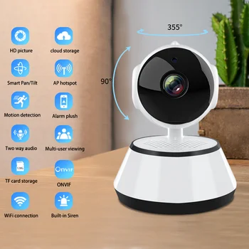 Câmera De Vigilância Via Infravermelho Home Security Smart Wi-Fi Da Câmara De Alarme Por Voz Para Ios, Android Imagem Empurrar Cctv Câmera Sem Fio Do Ip