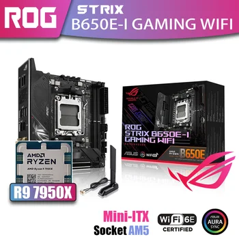 Novo Kit ASUS ROG STRIX B650E-eu JOGO wi-FI Com AMD Ryzen 9 7950X Processador Memória DDR5 placa-Mãe EM5 RGB Combo Mini-ITX