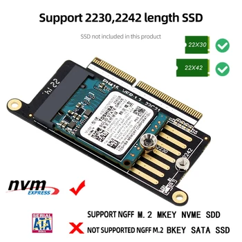 Tecla M NVMe M2 SSD Adaptador de Cartão para 2230/2242 SSD SSD Converter Adaptador de Cartão de Atualizar para o MACBOOK PRO 2016/2017 A1708