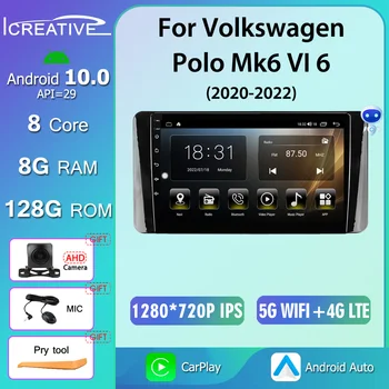Icreative 8+128G Android De 10 Para Volkswagen Polo Mk6 VI 6 2020 - 2022 auto-Rádio Multimédia Player de Vídeo BT de Navegação GPS Não 2Din
